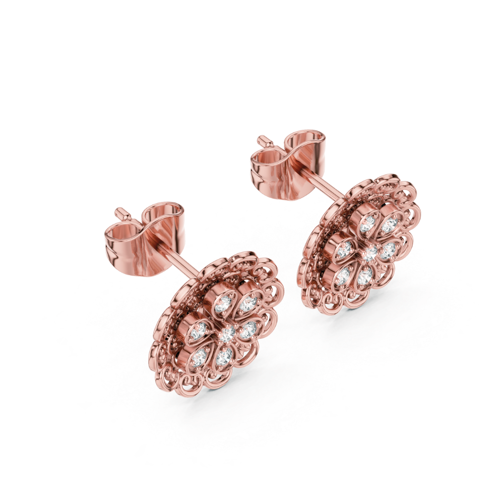 Regal Blossom Diamond Stud Earrings