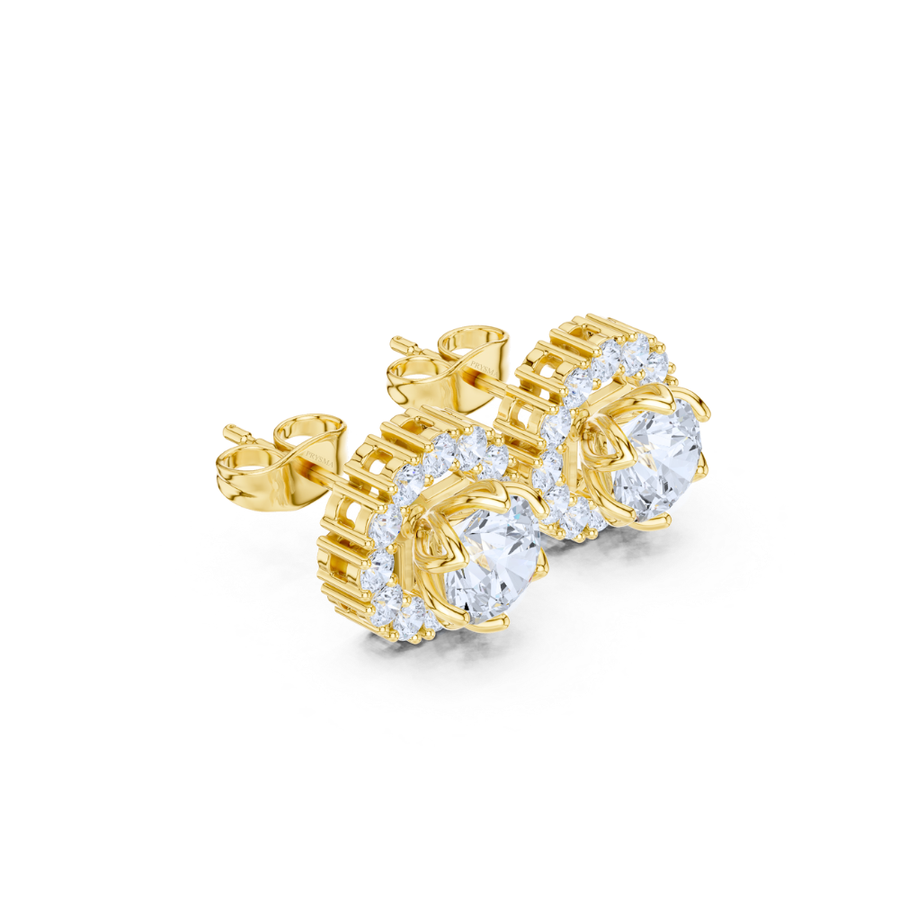 Radiant Crown Round Diamond Studs