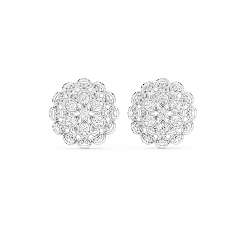 Regal Blossom Diamond Stud Earrings