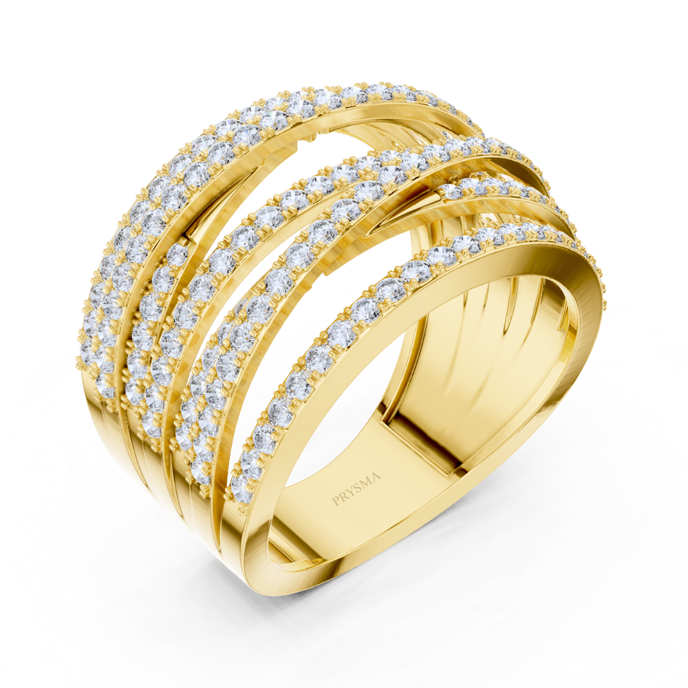Golden Cascade Diamond Ring