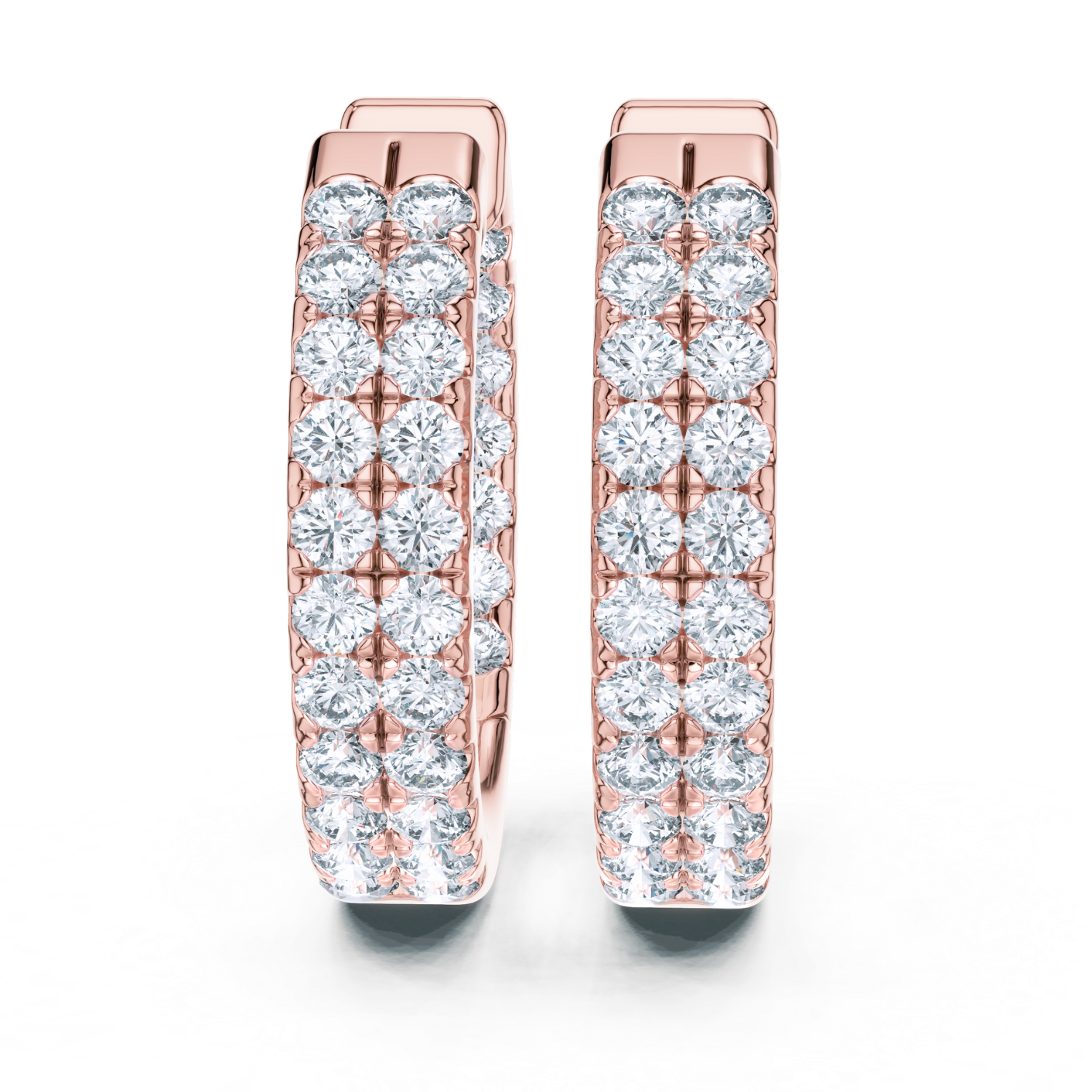 Eternal Brilliance Double Row Diamond Hoop Earrings
