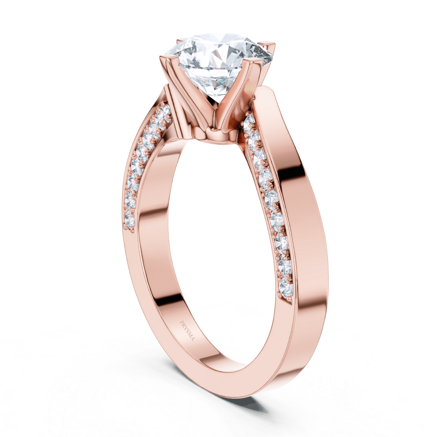 Graceful Pave Set Solitaire Diamond Ring