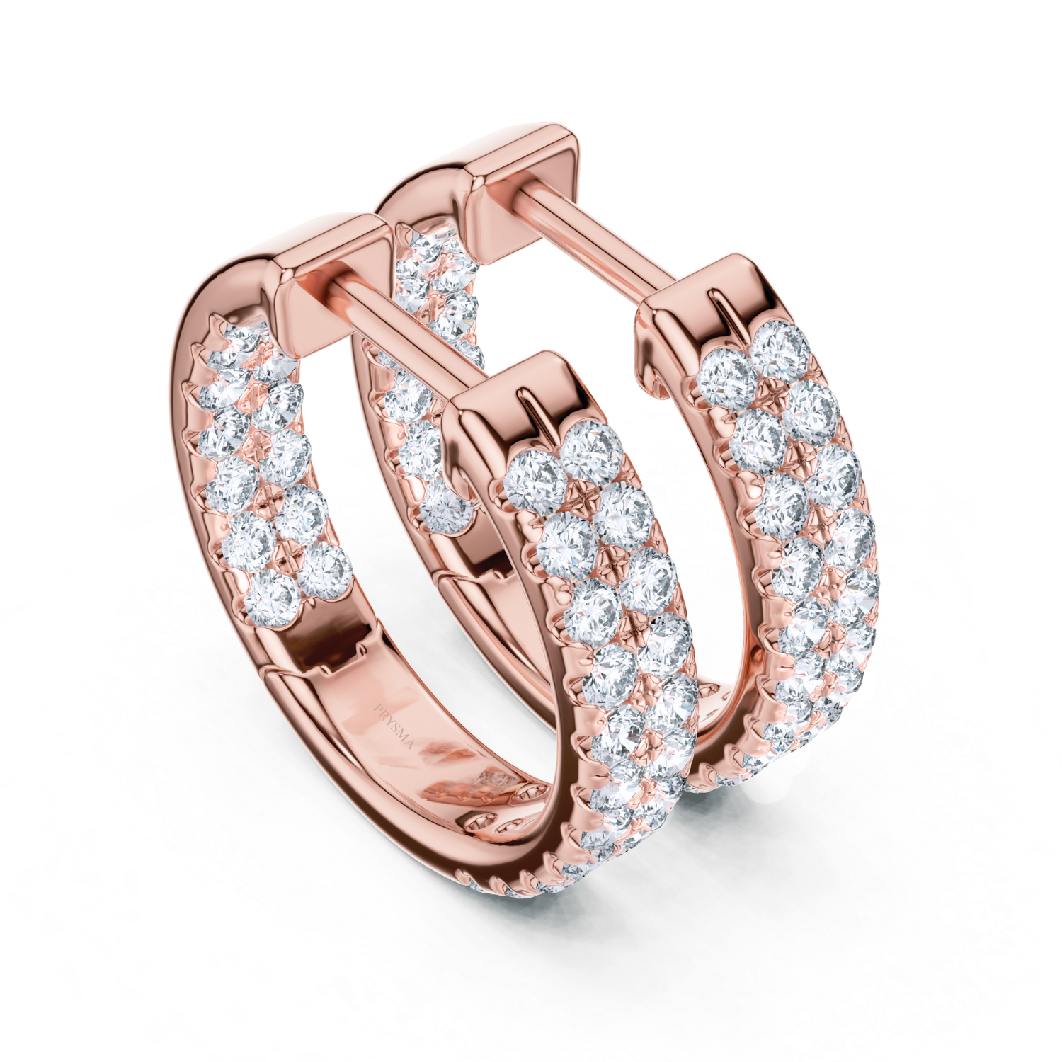 Eternal Brilliance Double Row Diamond Hoop Earrings