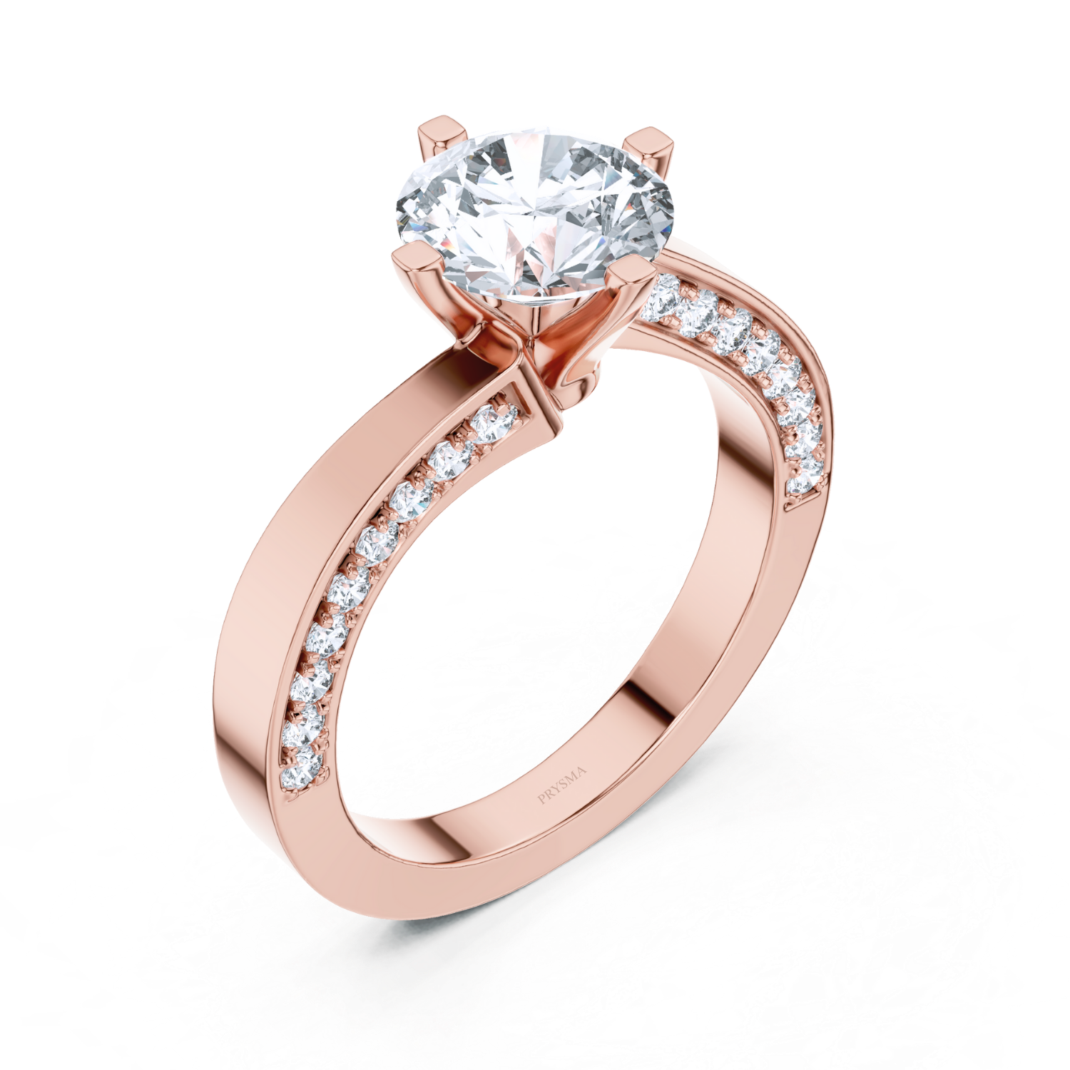 Graceful Pave Set Solitaire Diamond Ring