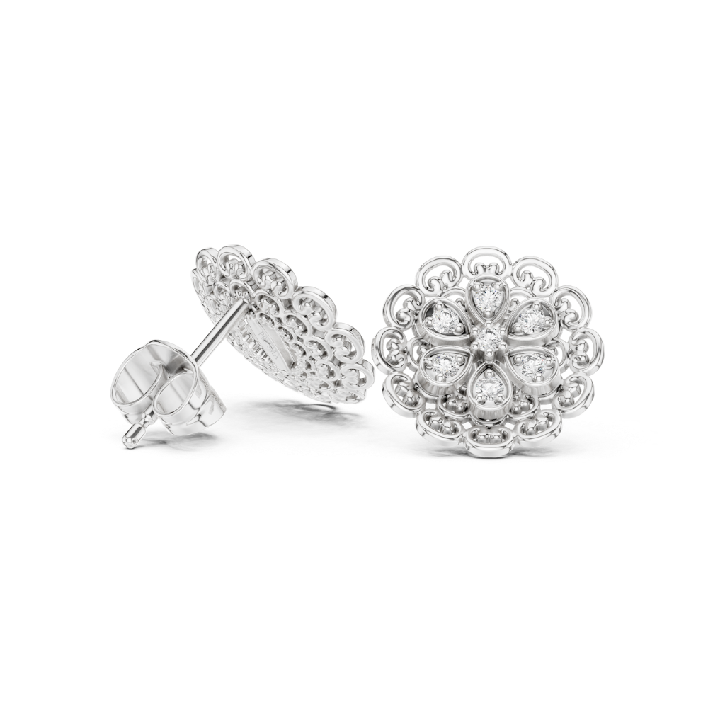 Regal Blossom Diamond Stud Earrings