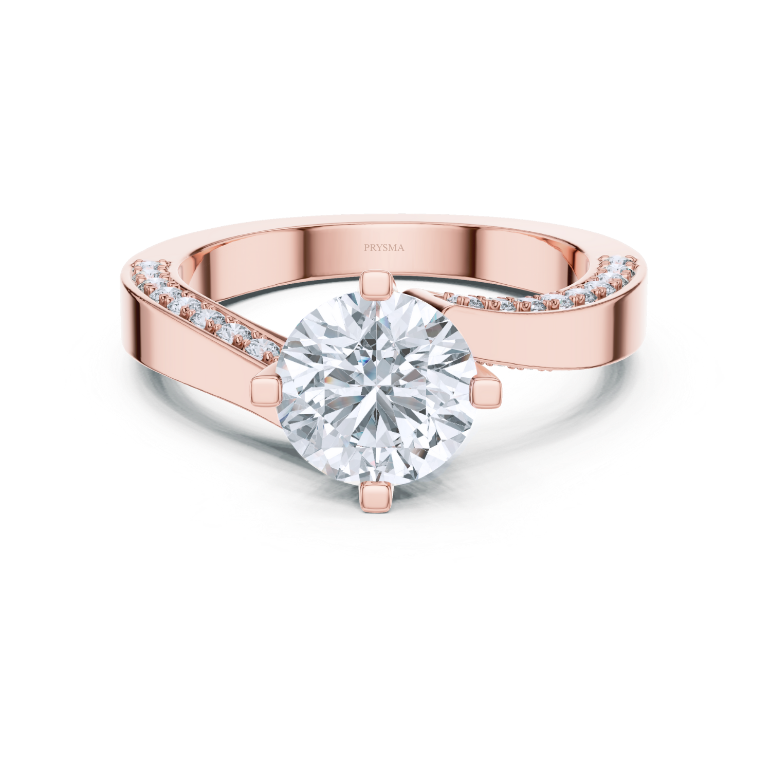 Graceful Pave Set Solitaire Diamond Ring