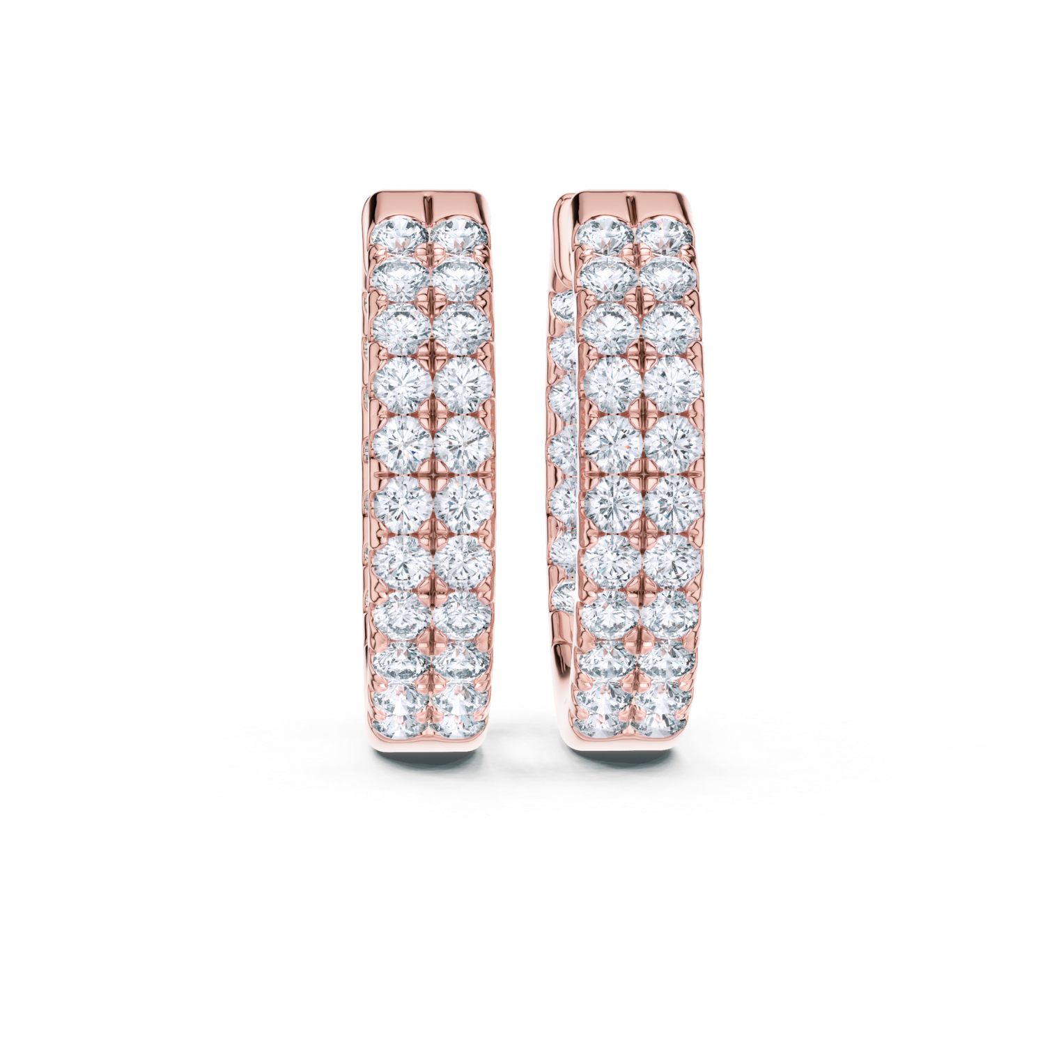 Eternal Brilliance Double Row Diamond Hoop Earrings