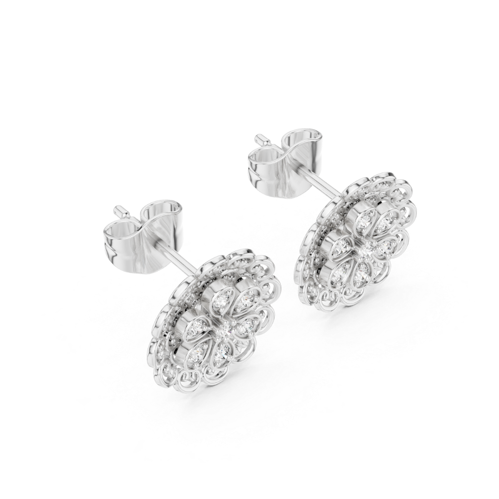 Regal Blossom Diamond Stud Earrings