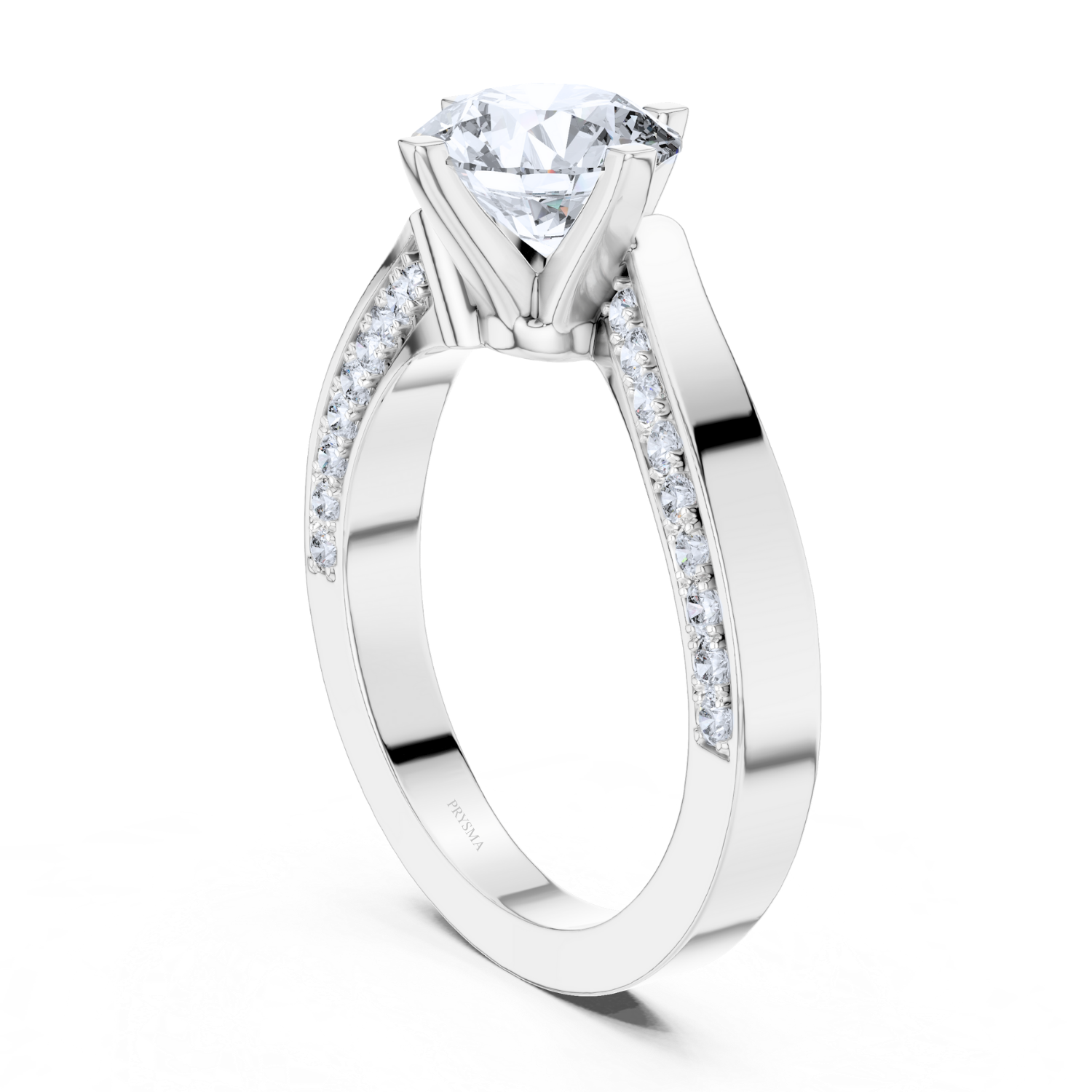 Graceful Pave Set Solitaire Diamond Ring