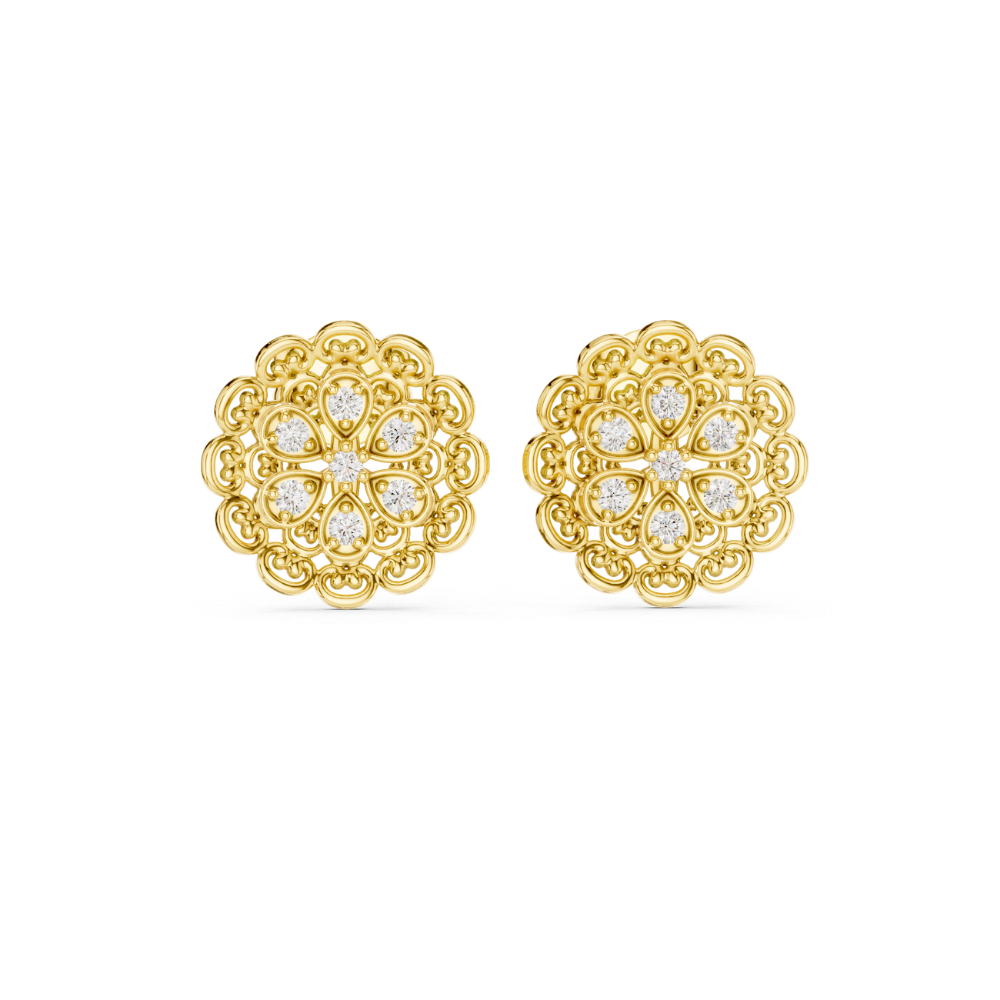 Regal Blossom Diamond Stud Earrings