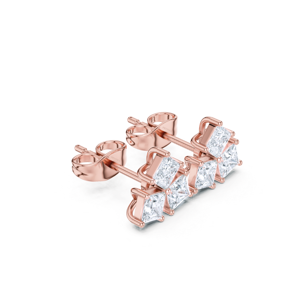Geometric Grace Princess Diamond Studs