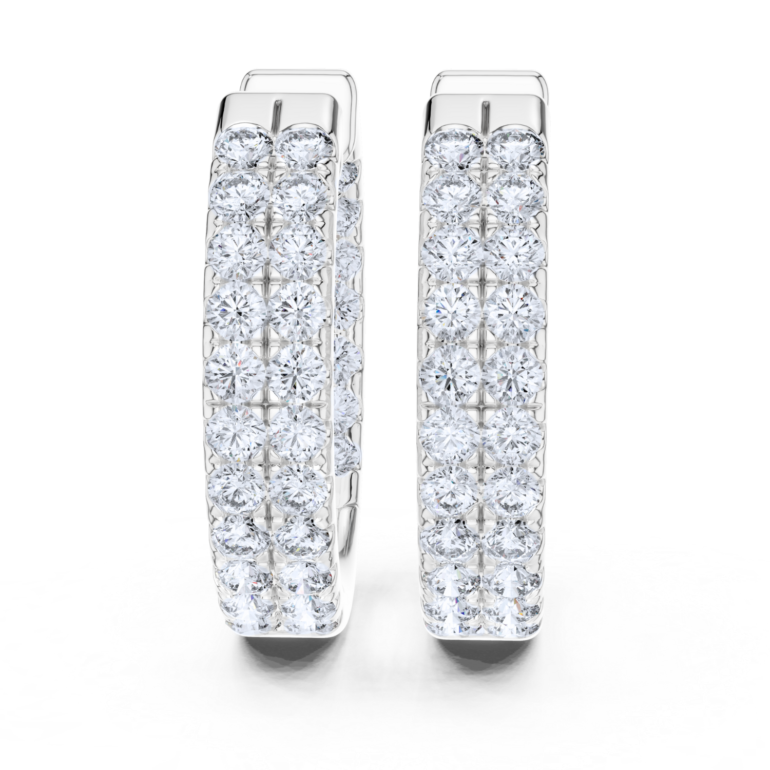 Eternal Brilliance Double Row Diamond Hoop Earrings