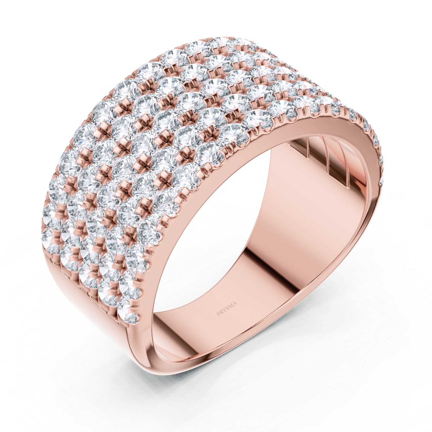 Wide Multi-Row Diamond Band Ring
