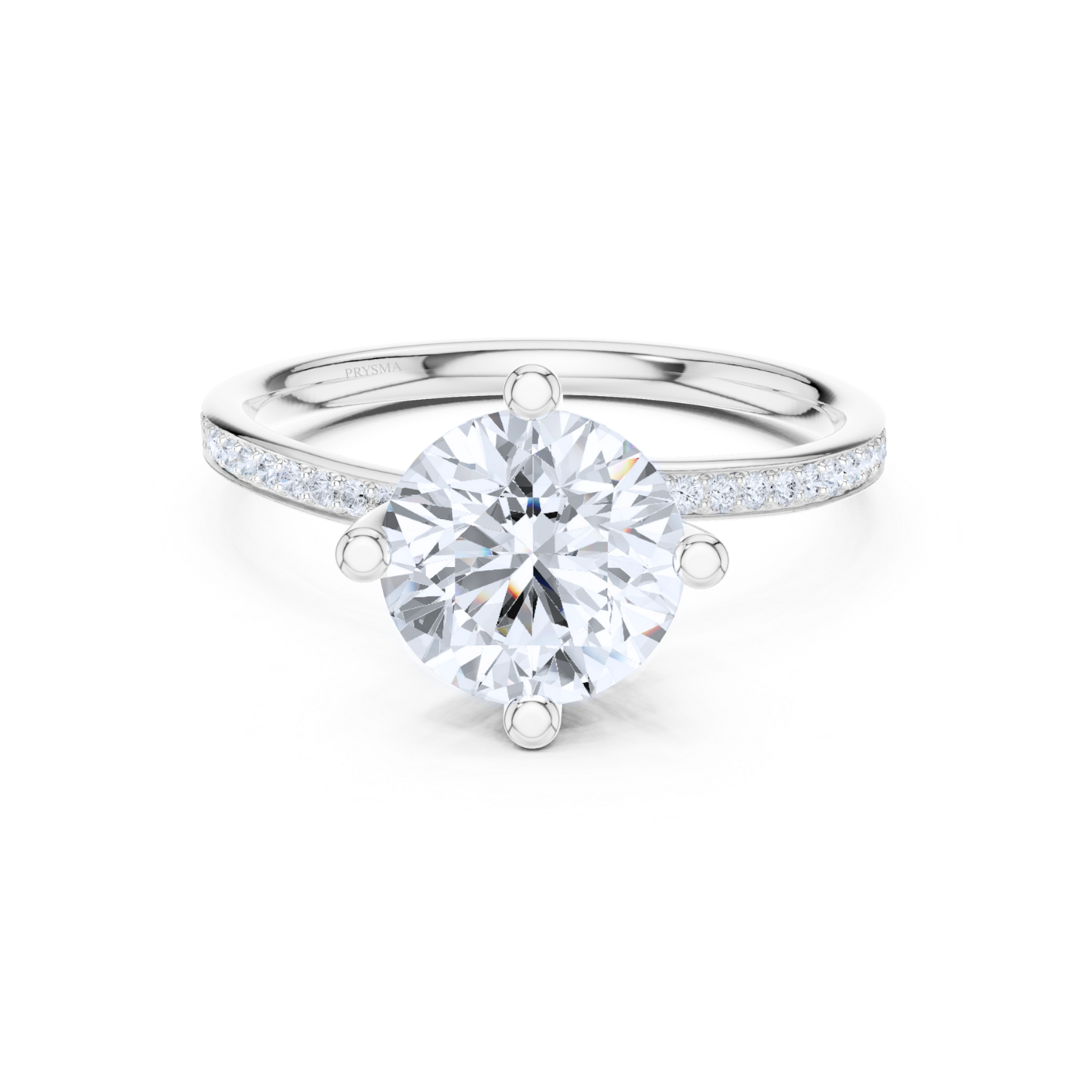 Classic Round Solitaire Pave Ring
