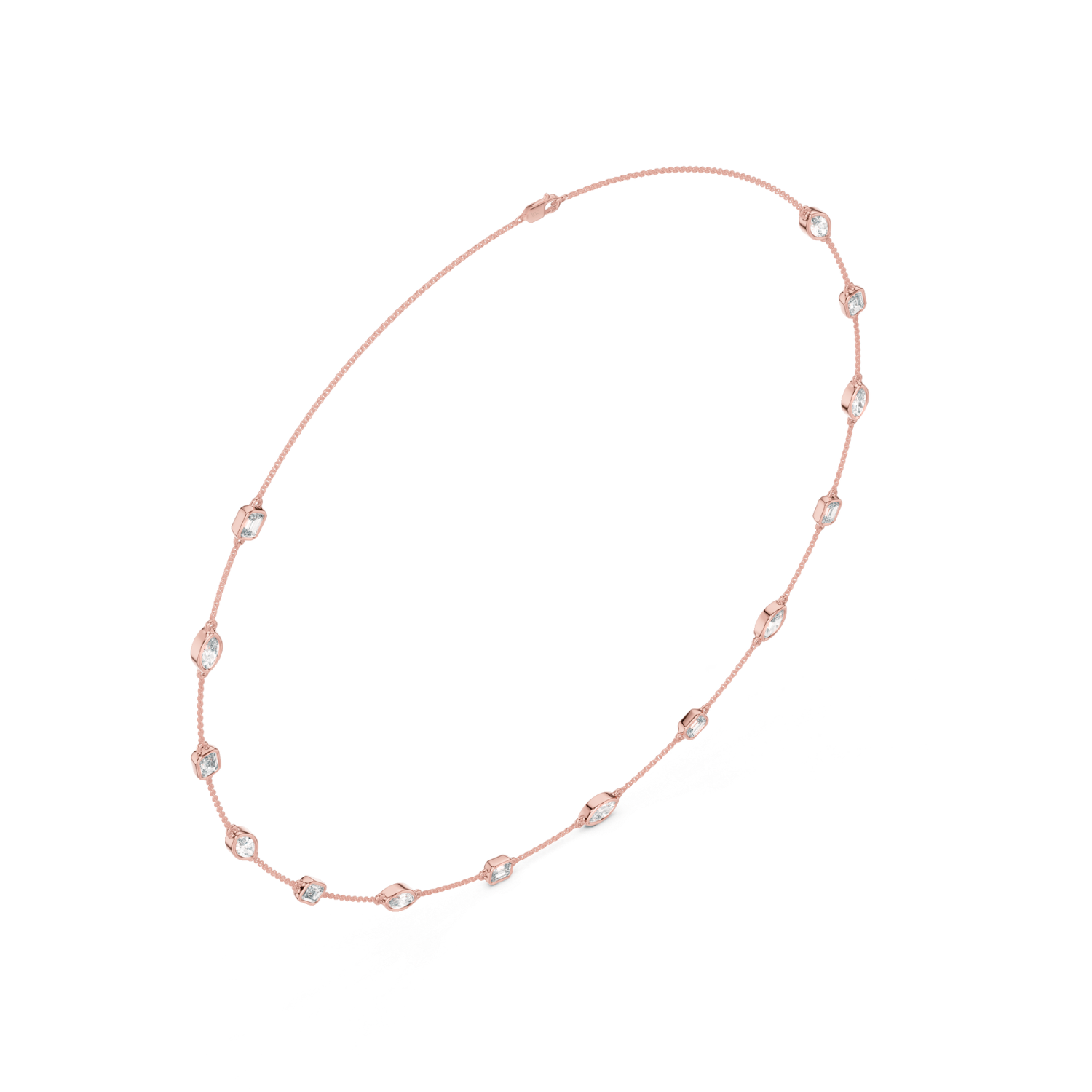 Bezel-Set Diamond Station Necklace
