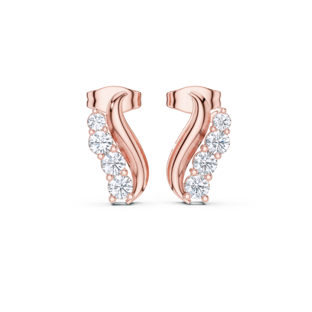 Curved Vine Diamond Stud Earrings