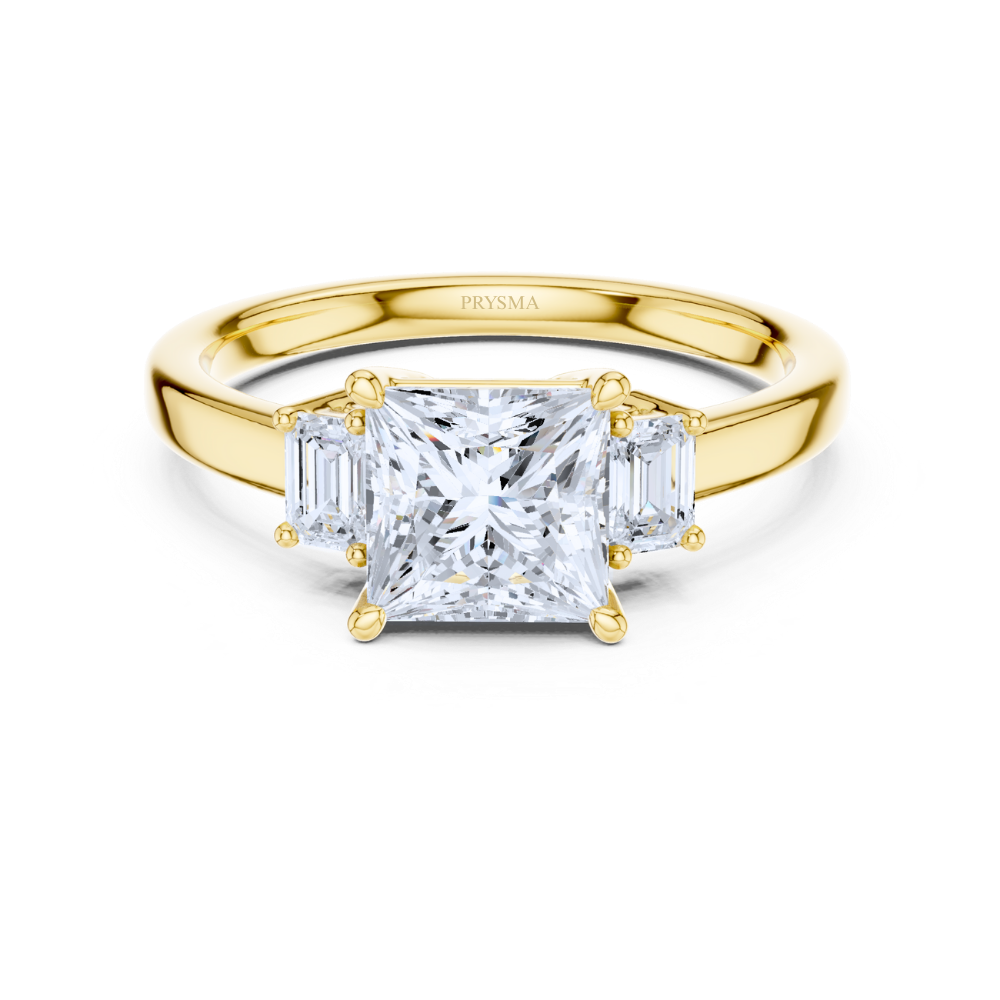 Regal Radiance Princess-Cut Three-Stone Ring