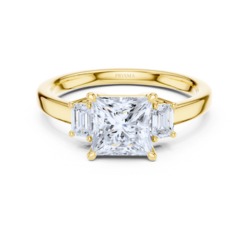Regal Radiance Princess-Cut Three-Stone Ring