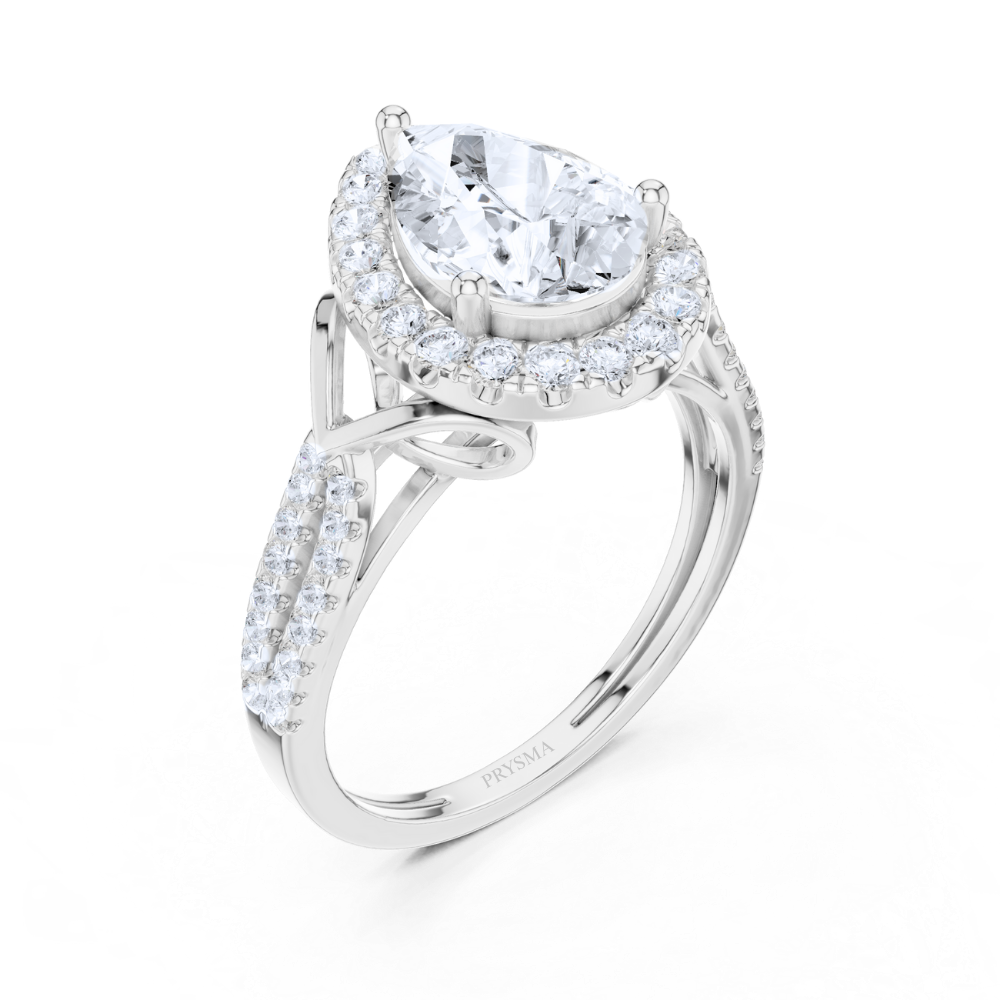 Regal Teardrop Halo Ring