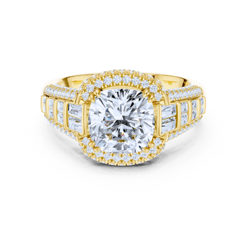 Majestic Cushion Halo Baguette Ring