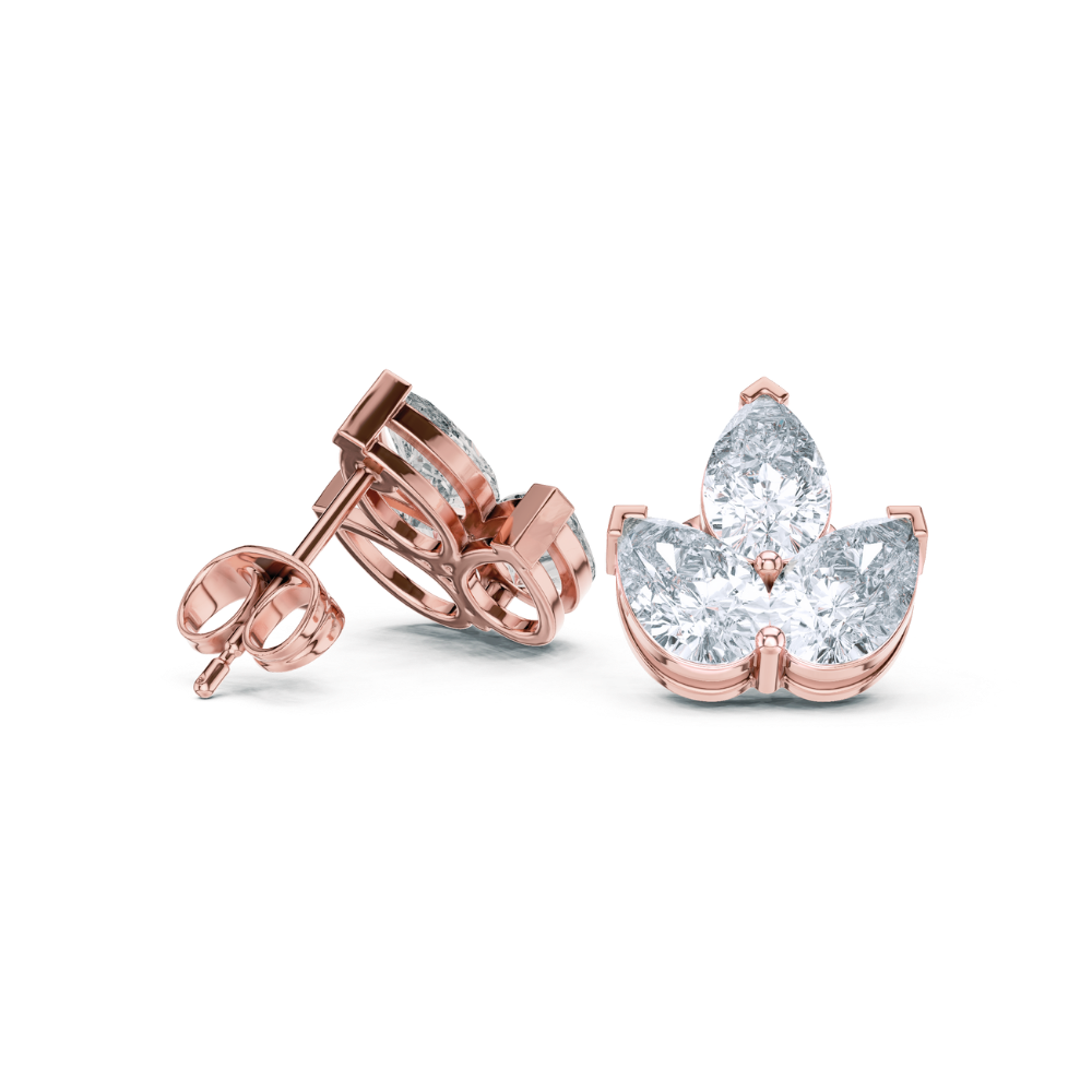 Triple Bloom Pear Diamond Earrings