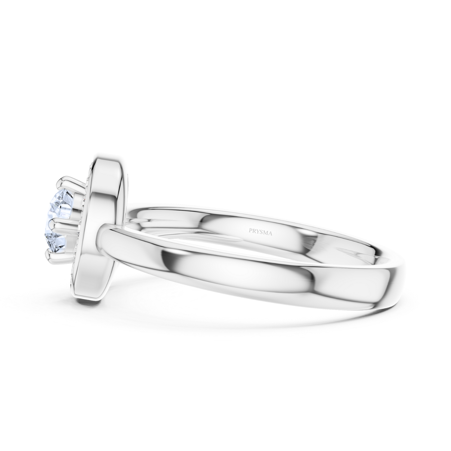 Crescent Halo Diamond Ring