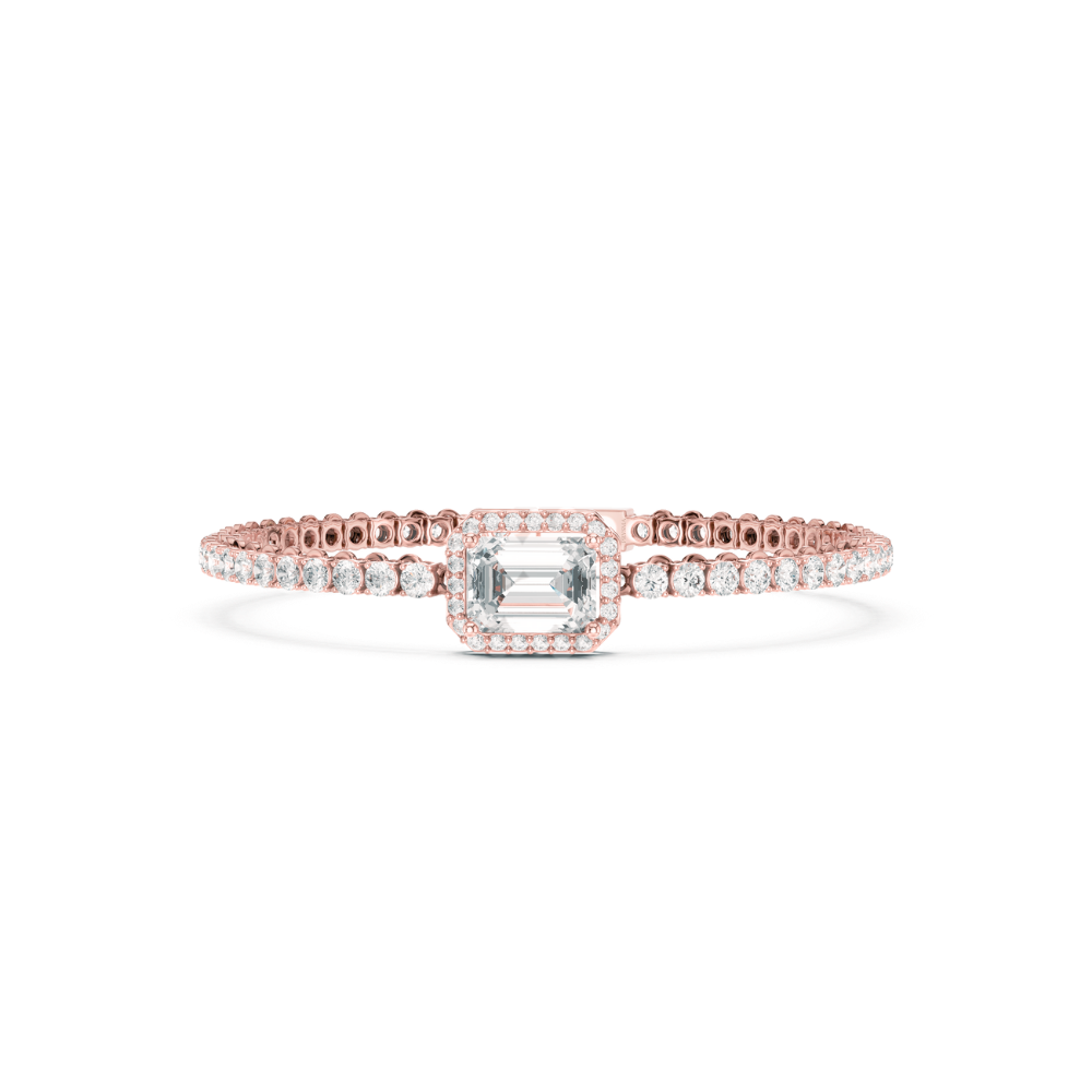 Solara Emerald-Cut Halo Diamond Bracelet
