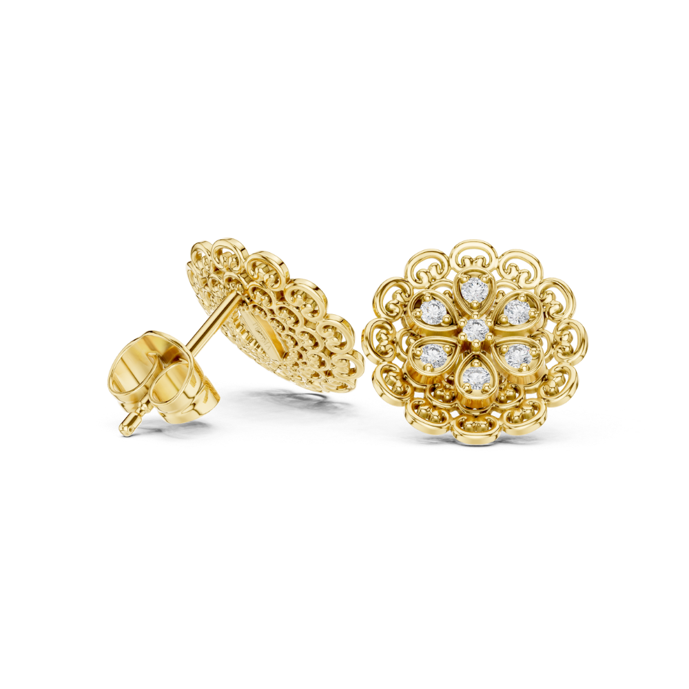 Regal Blossom Diamond Stud Earrings