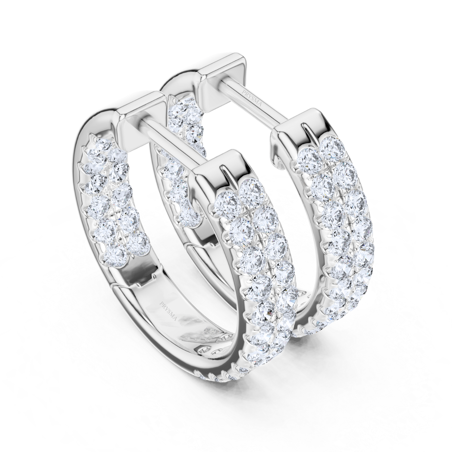 Eternal Brilliance Double Row Diamond Hoop Earrings