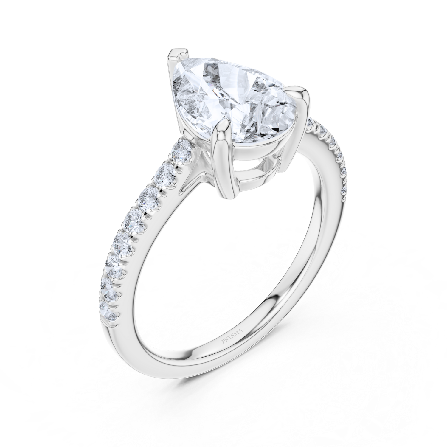 Pear-Shaped Diamond Ring with Accent Stones Ring