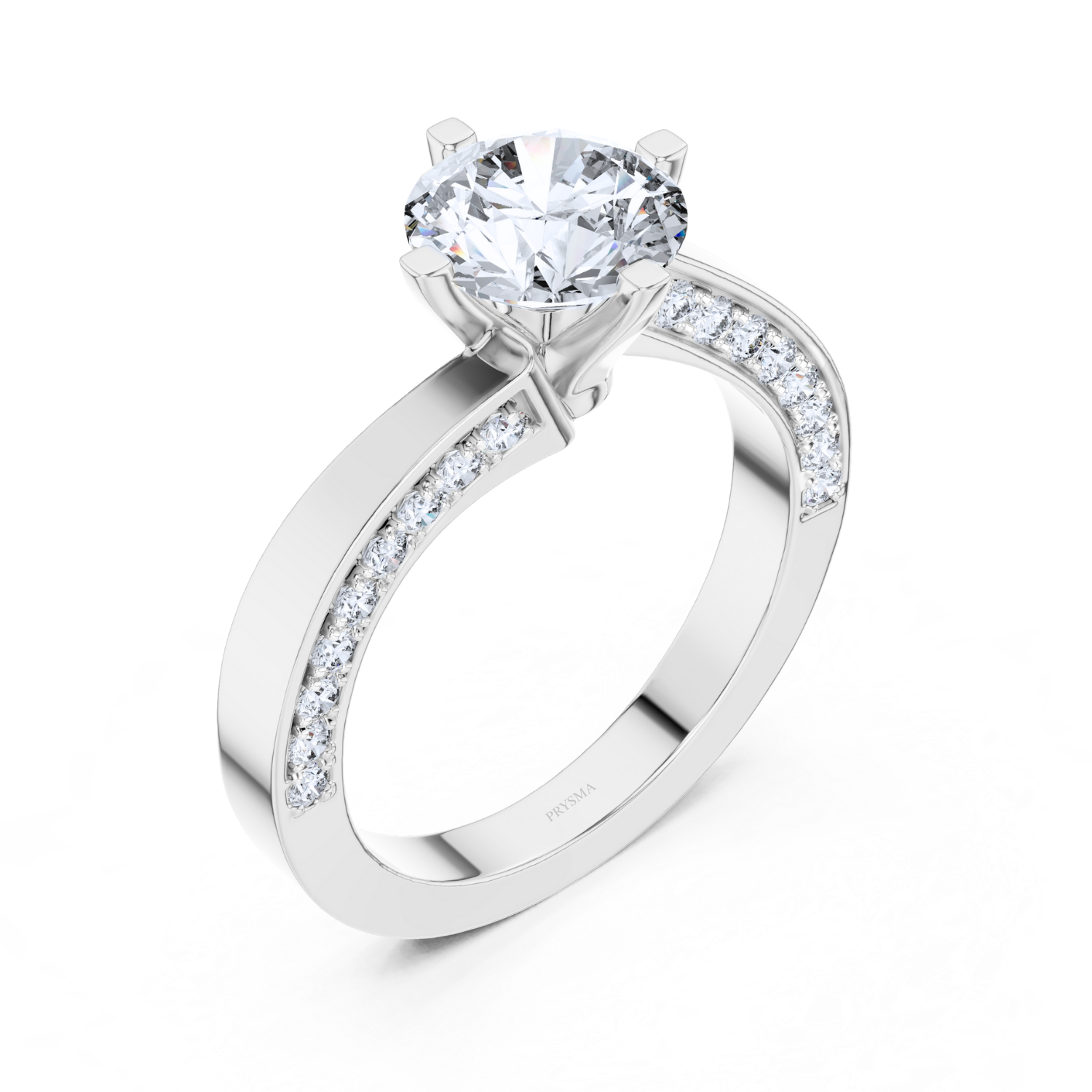 Graceful Pave Set Solitaire Diamond Ring