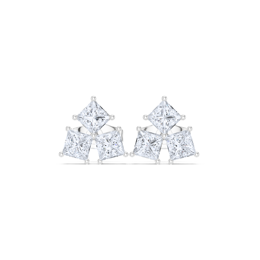 Geometric Grace Princess Diamond Studs