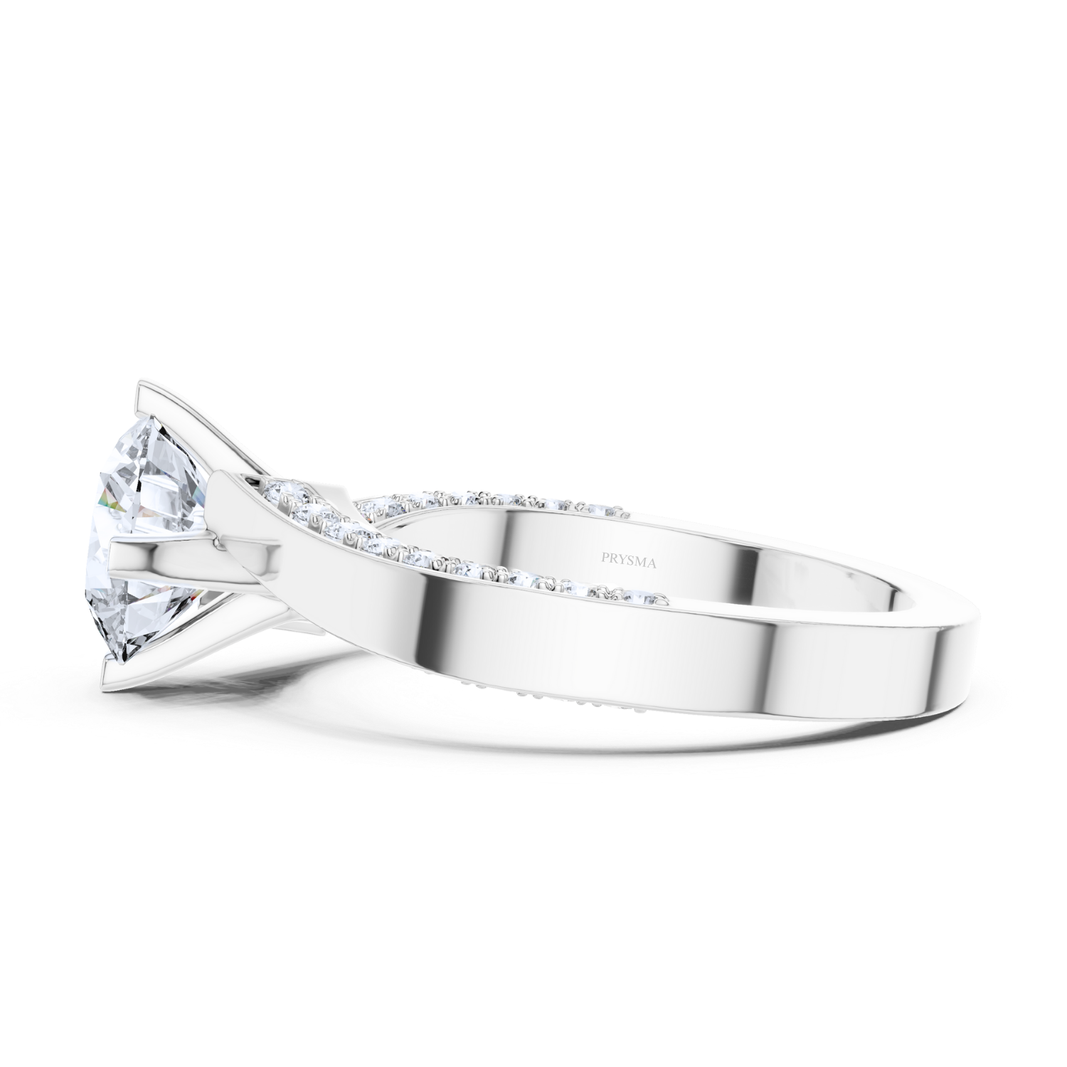 Graceful Pave Set Solitaire Diamond Ring