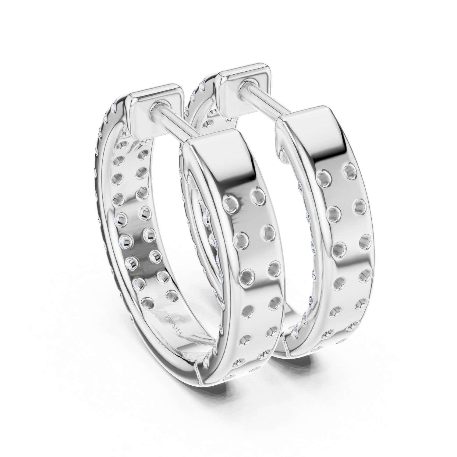 Eternal Brilliance Double Row Diamond Hoop Earrings