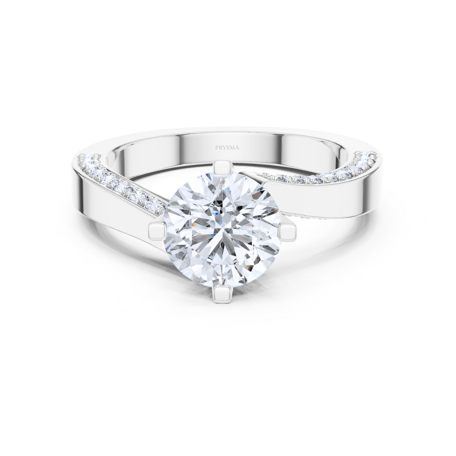 Graceful Pave Set Solitaire Diamond Ring