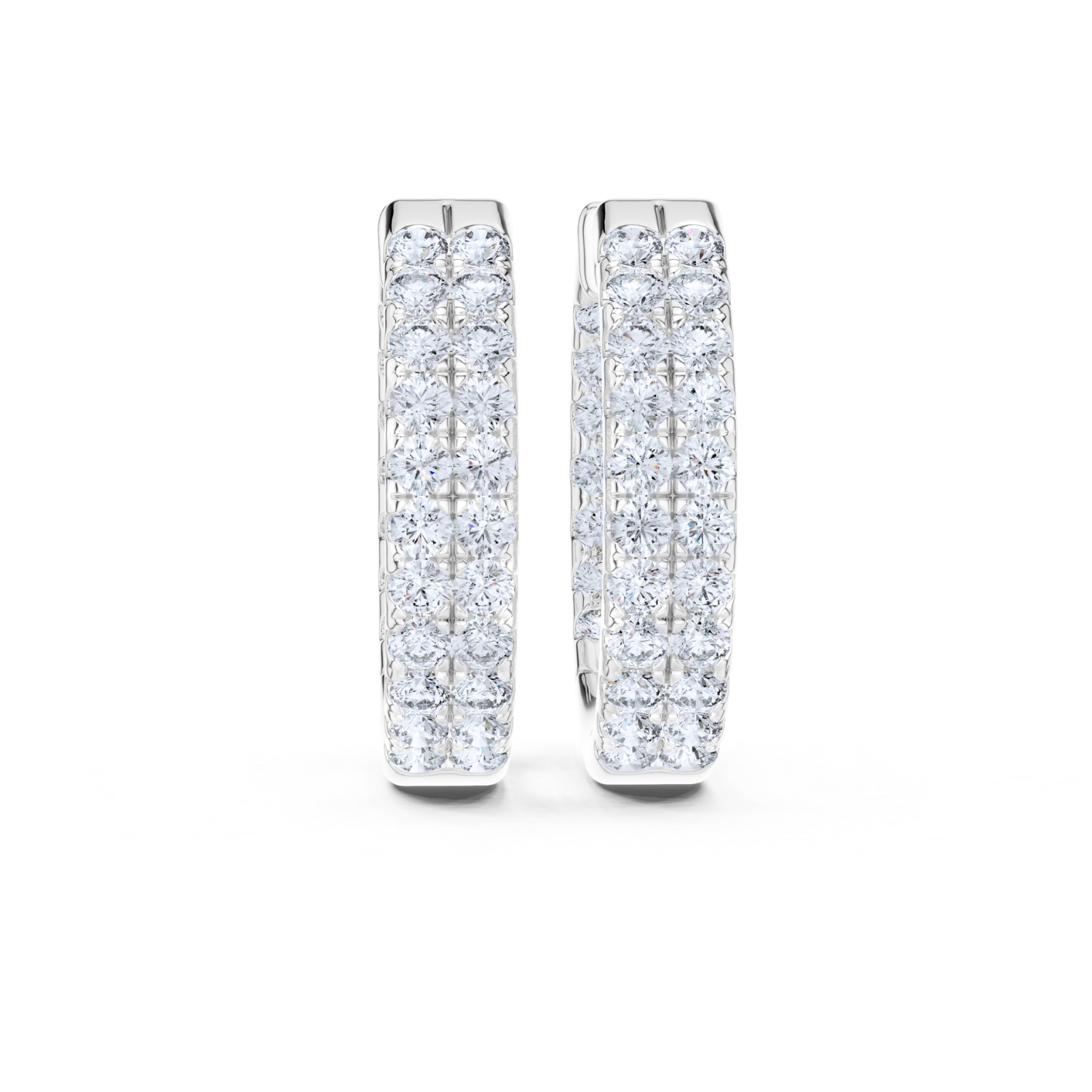 Eternal Brilliance Double Row Diamond Hoop Earrings
