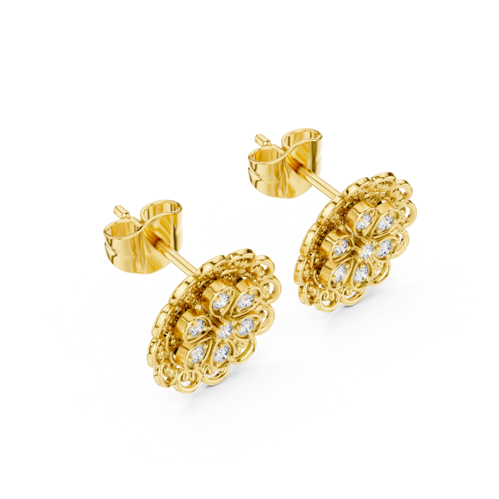 Regal Blossom Diamond Stud Earrings