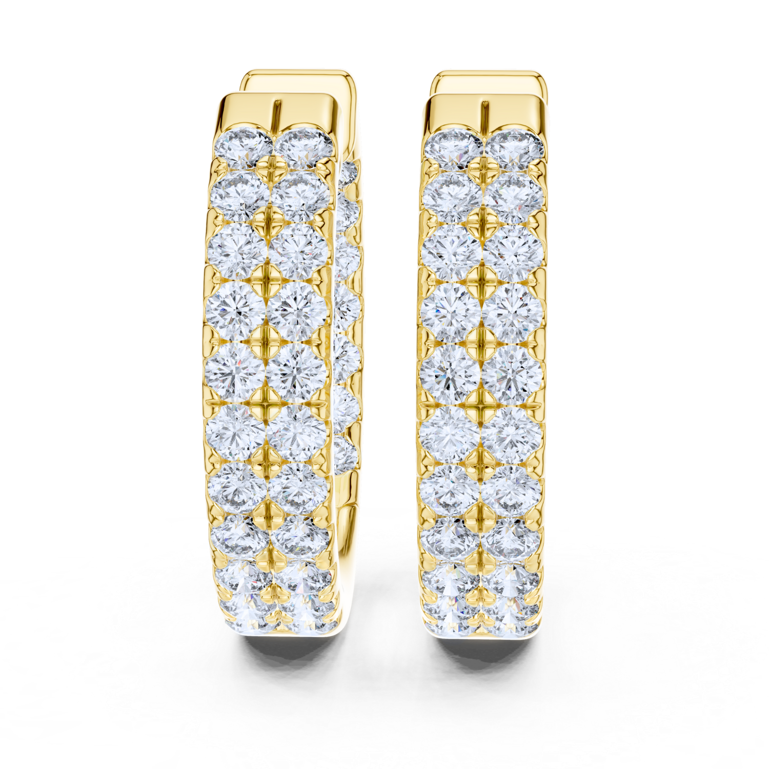 Eternal Brilliance Double Row Diamond Hoop Earrings