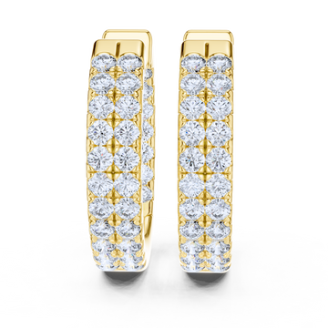 Eternal Brilliance Double Row Diamond Hoop Earrings