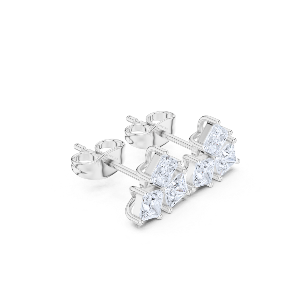 Geometric Grace Princess Diamond Studs