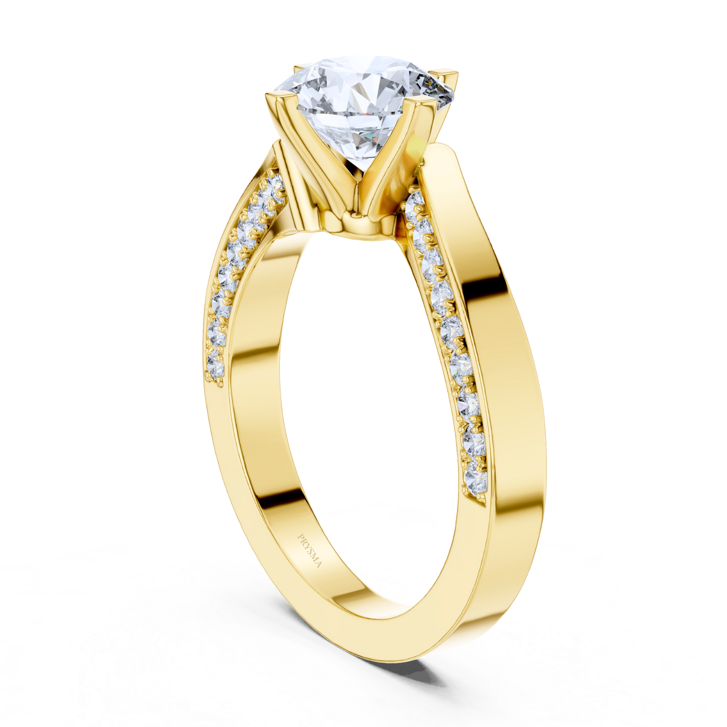 Graceful Pave Set Solitaire Diamond Ring