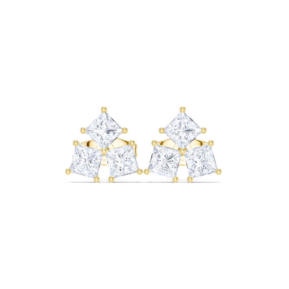 Geometric Grace Princess Diamond Studs