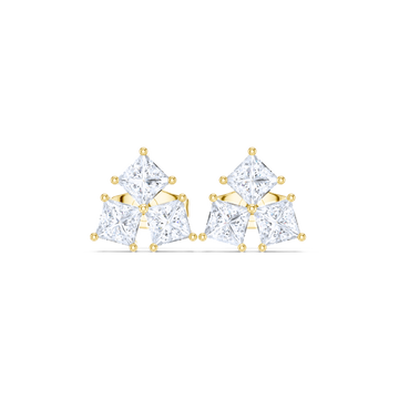 Geometric Grace Princess Diamond Studs
