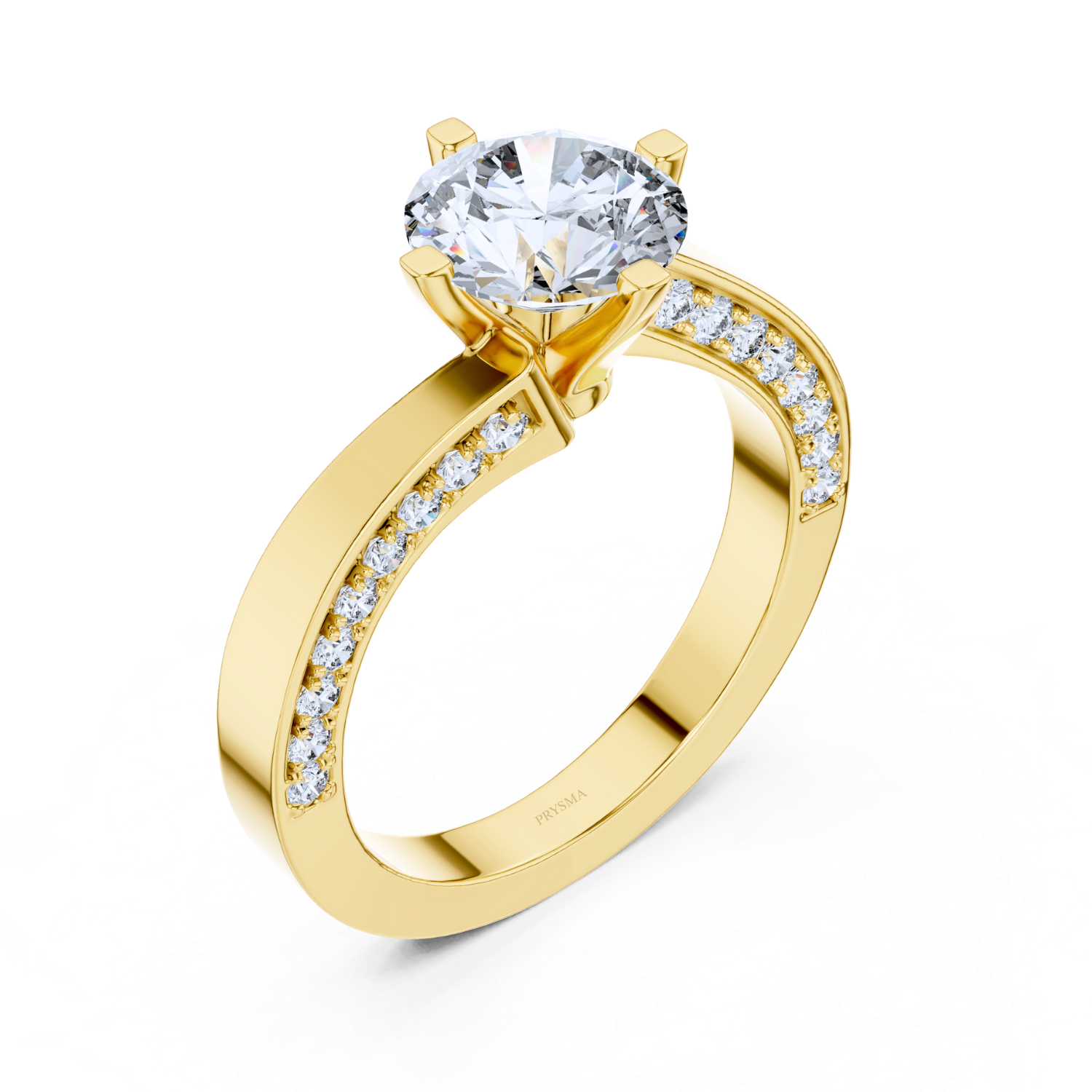 Graceful Pave Set Solitaire Diamond Ring