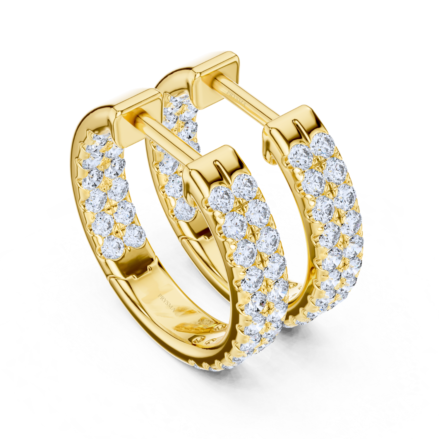 Eternal Brilliance Double Row Diamond Hoop Earrings