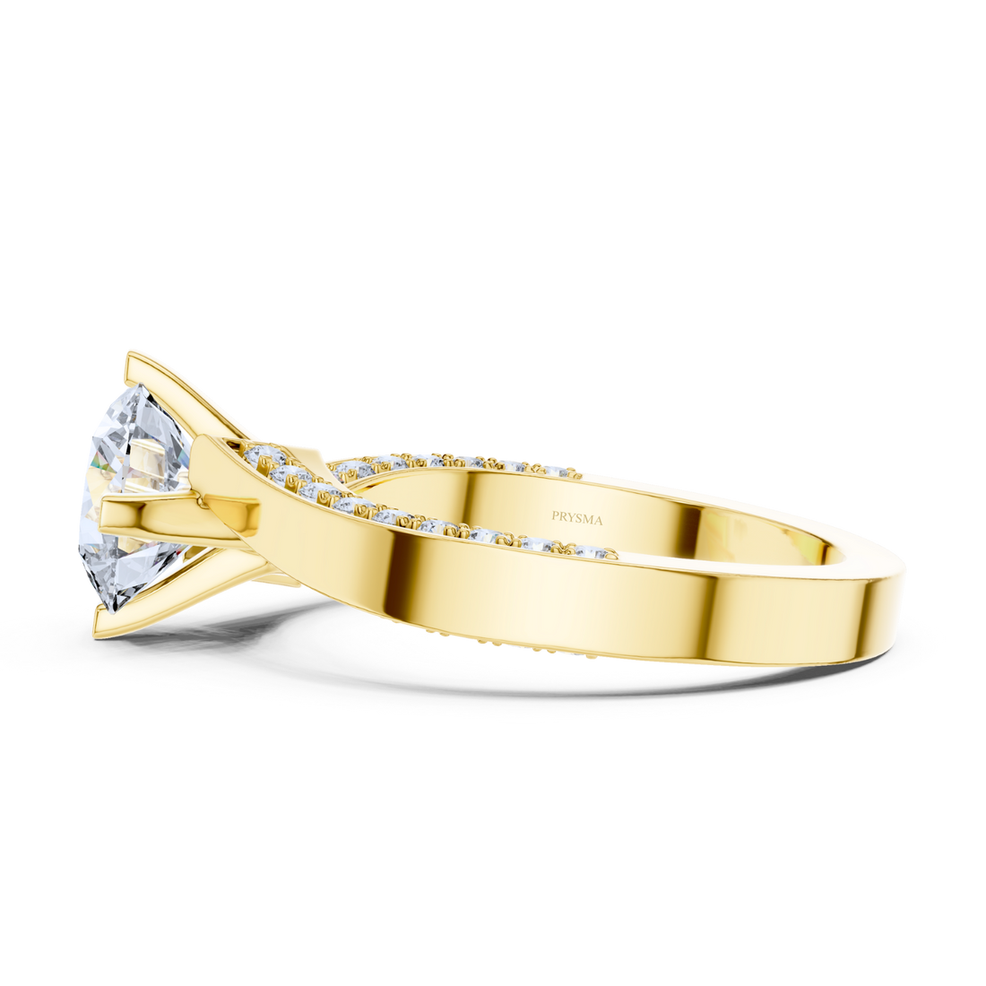 Graceful Pave Set Solitaire Diamond Ring