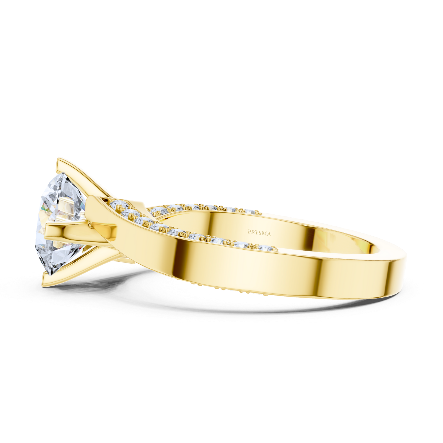 Graceful Pave Set Solitaire Diamond Ring