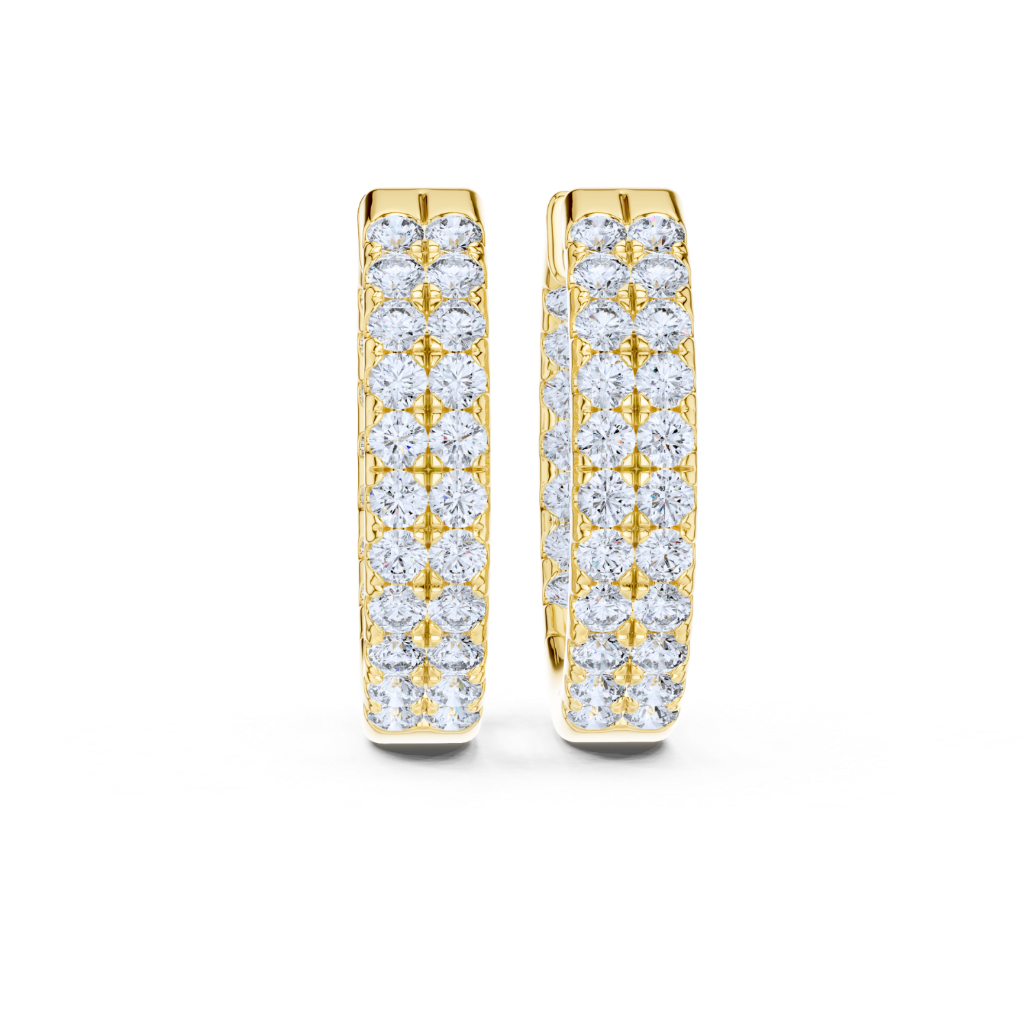 Eternal Brilliance Double Row Diamond Hoop Earrings