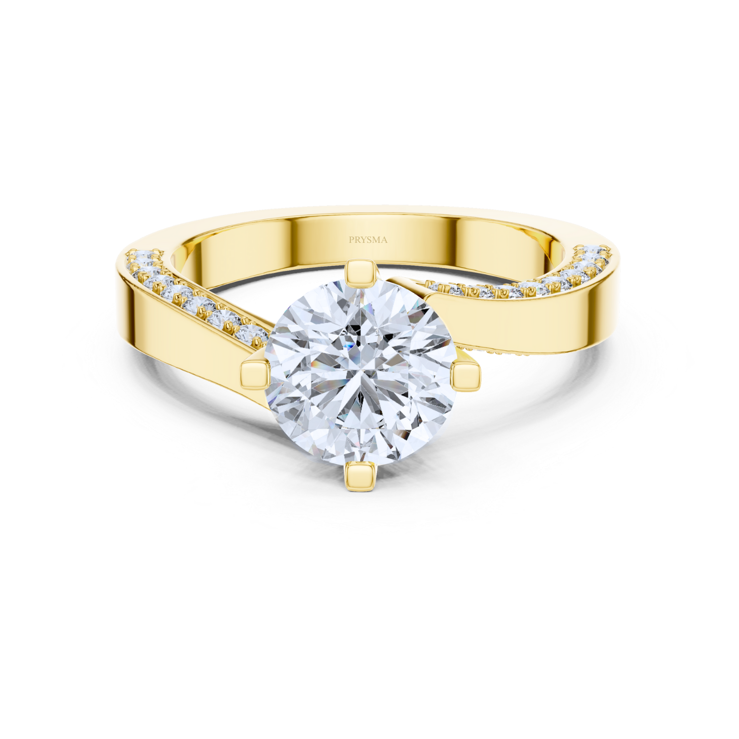 Graceful Pave Set Solitaire Diamond Ring