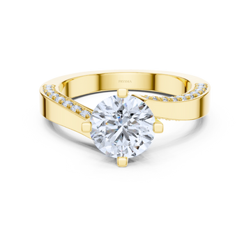 Graceful Pave Set Solitaire Diamond Ring